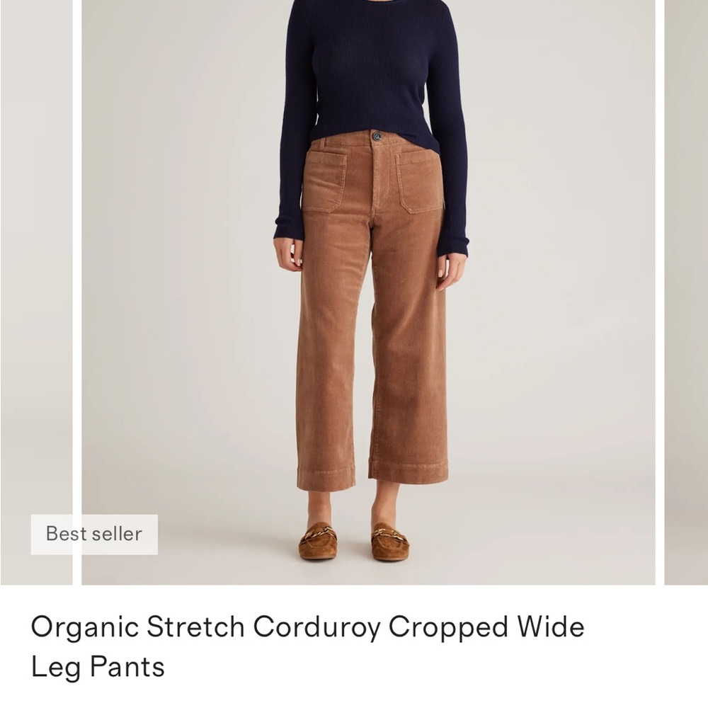 Quince Corduroy Cropped Wide-Leg Pants - Brown